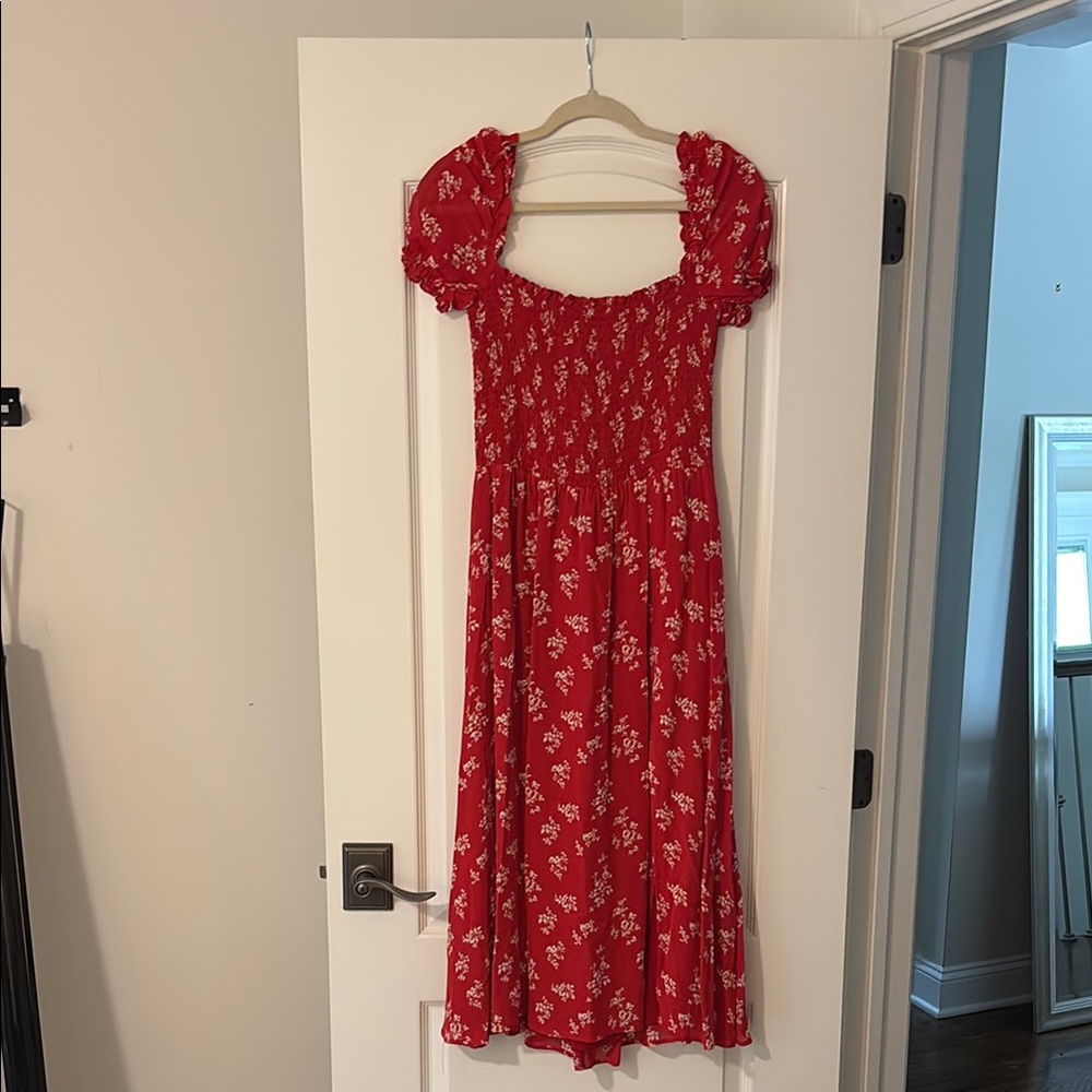 Reformation Red Floral Midi Dress
